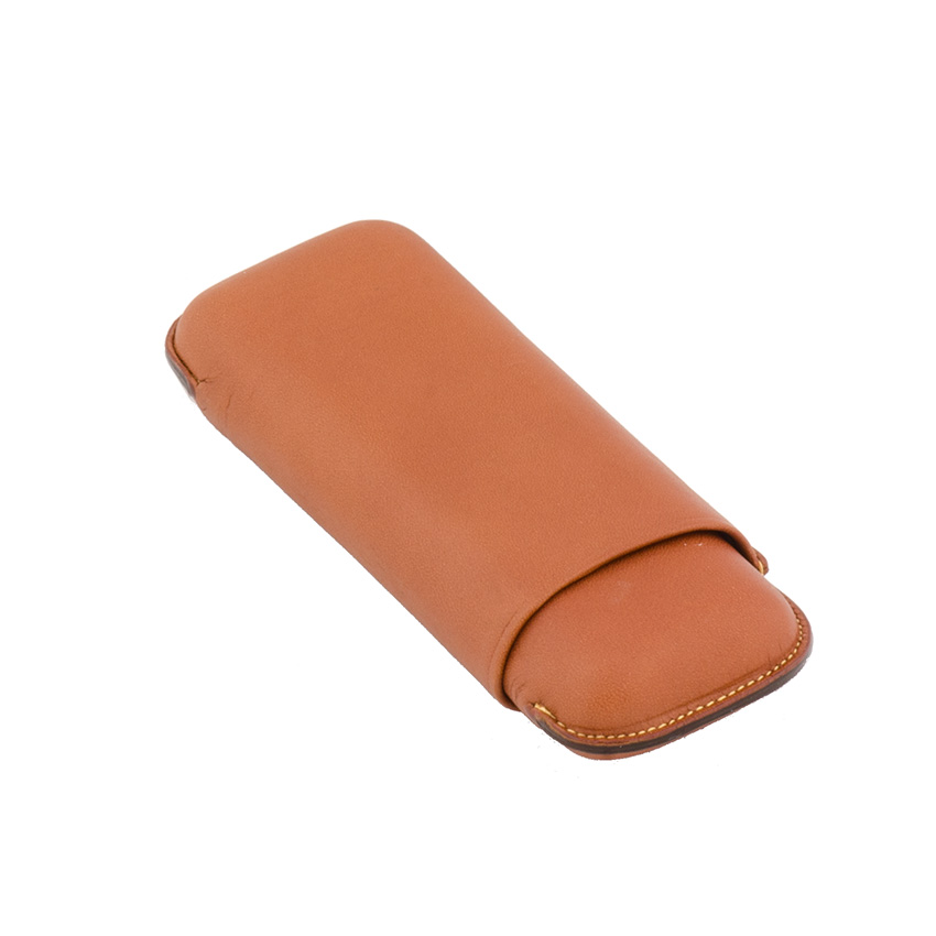 Robusto Cigar Case (2 Cigars) Brown Leather
