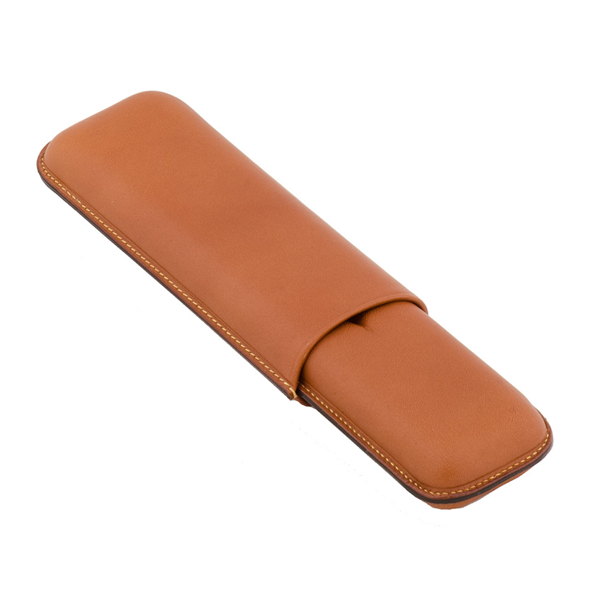 Corona Cigar Case (2 Cigars) Brown Leather