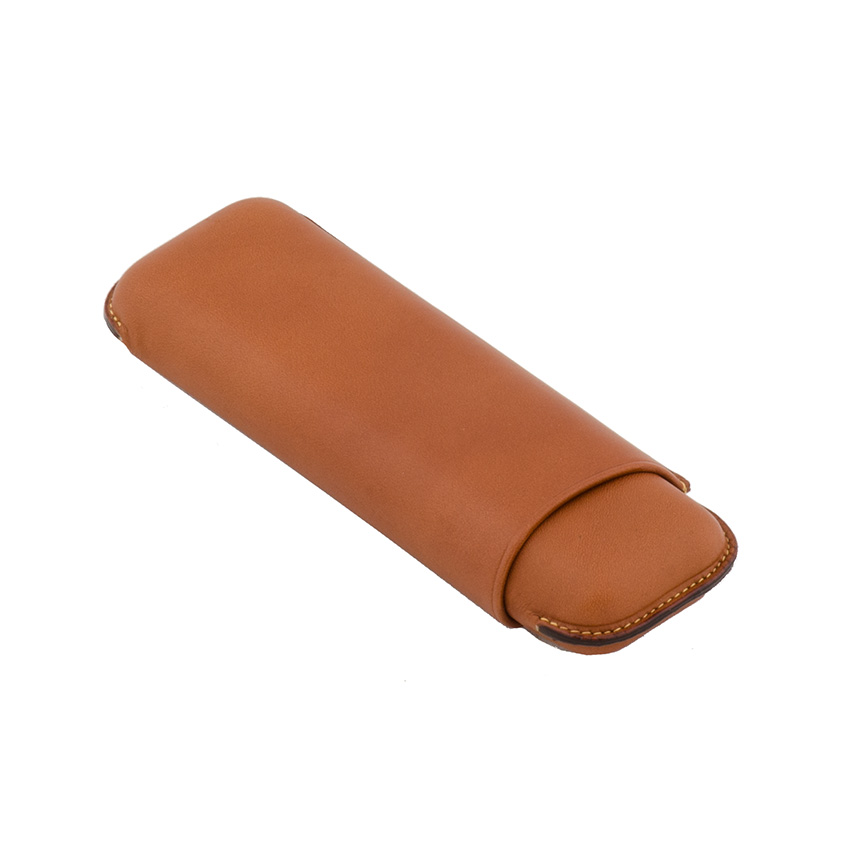 Corona Cigar Case (2 Cigars) Brown Leather